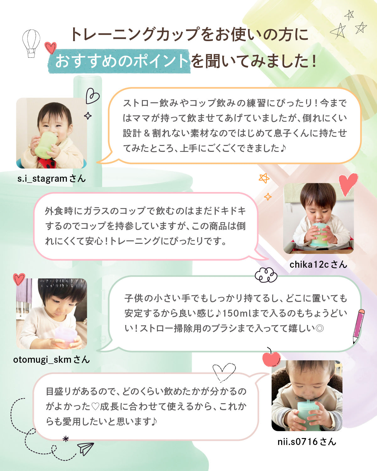 Olababy(オラベビー)トレーニングカップ ストローの掃除用ブラシ付き