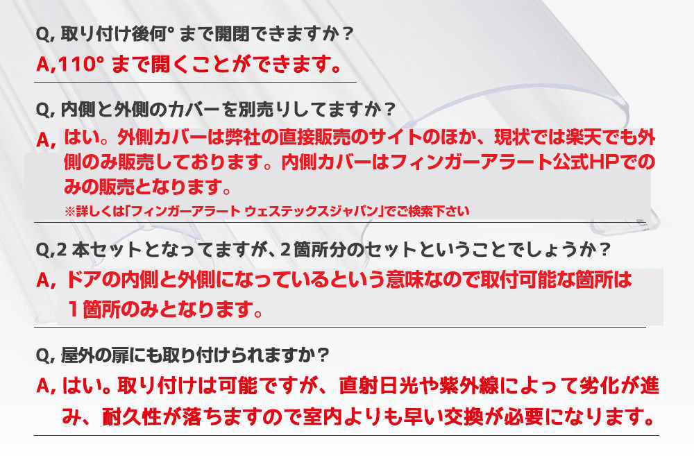 Finger Alert (フィンガーアラート）内・外側カバーセット（クリア）