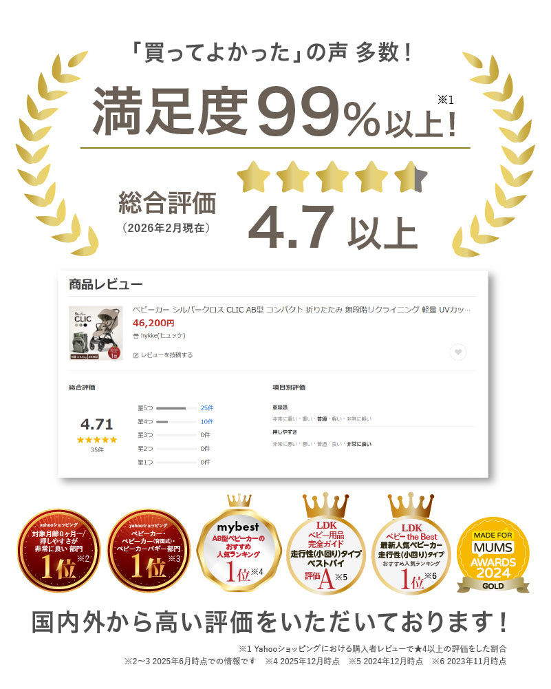Silver Cross CLIC（シルバークロス クリック）ベビーカー【3年保証】 AB型（送料無料※一部地域除く）